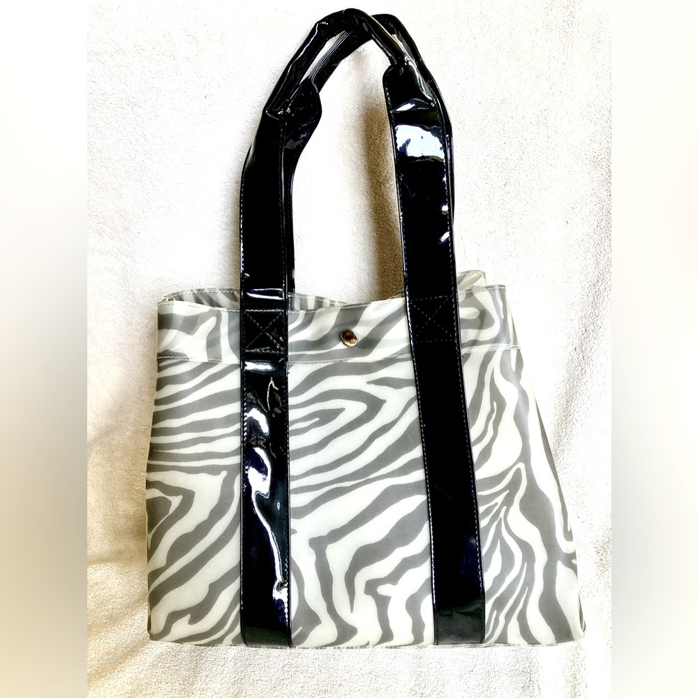 Vintage Sondra Roberts Frosted Vinyl Zebra Tote